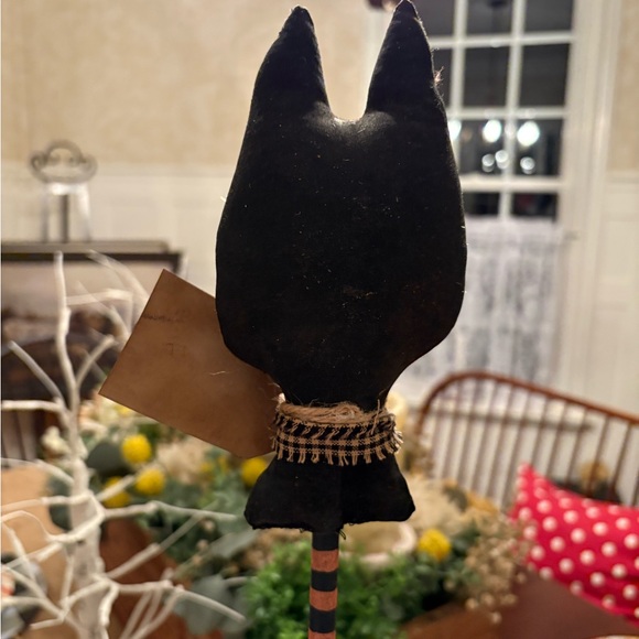 HANDMADE Primitive Vintage Black Cat Halloween Decoration, folk art - Picture 4 of 4